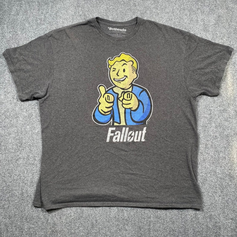 Bethesda Fallout Vault Boy Graphic T Shirt Men's‎ XXL Gray Short Sleeve